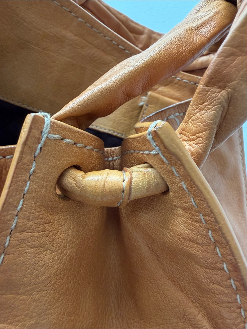 Miu Miu Vintage Vitello Leather Knotted Hobo Bag - Orange Apricot - Picture 11 of 16